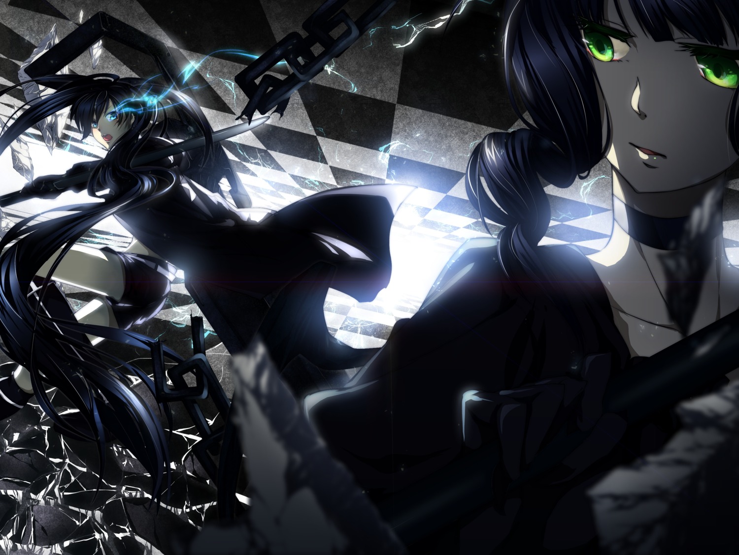 black_rock_shooter, black_rock_shooter_(character), dead_master, rituiti, sword, vocaloid