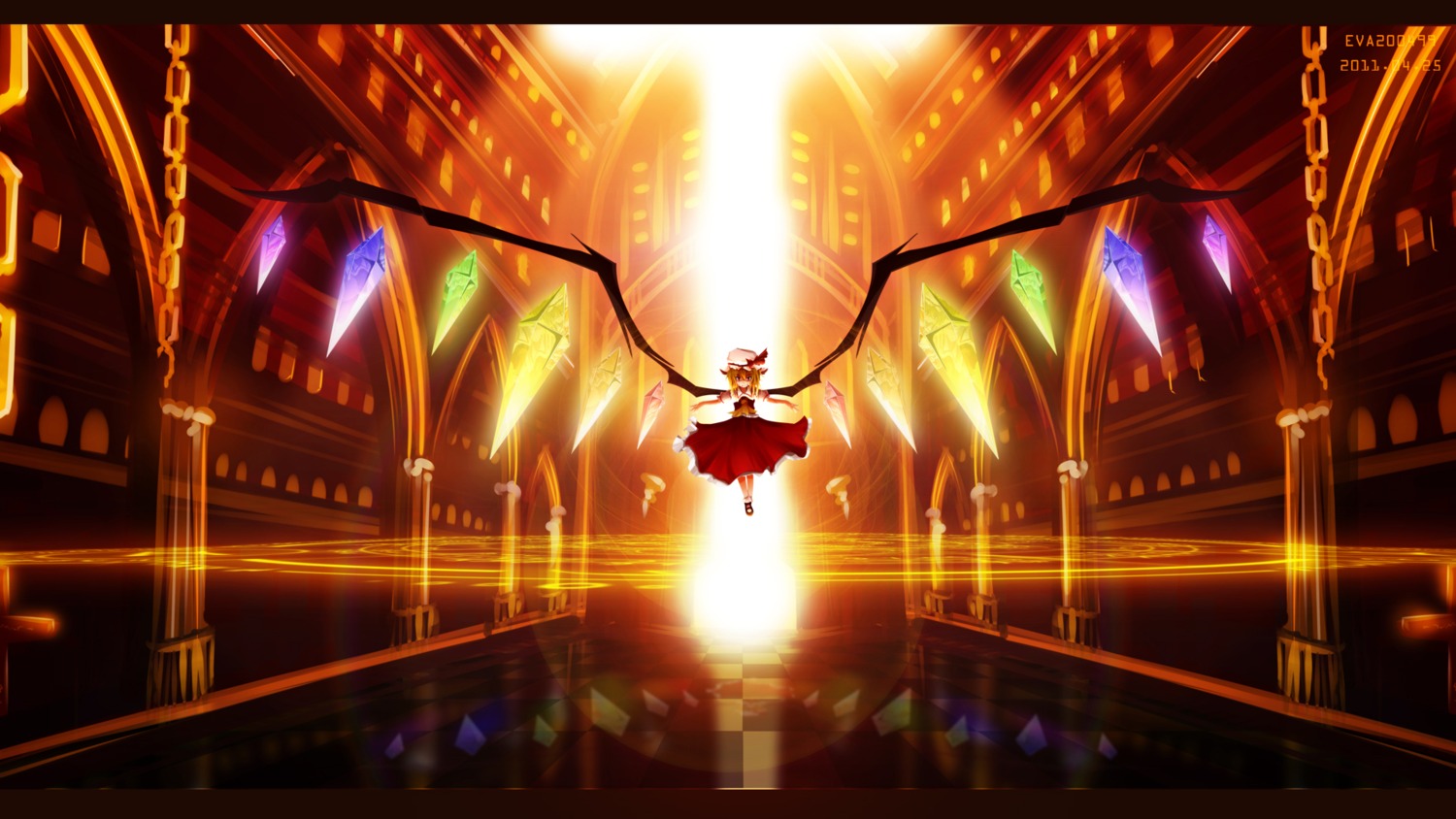 dress, eva200499, flandre_scarlet, touhou, wallpaper, wings