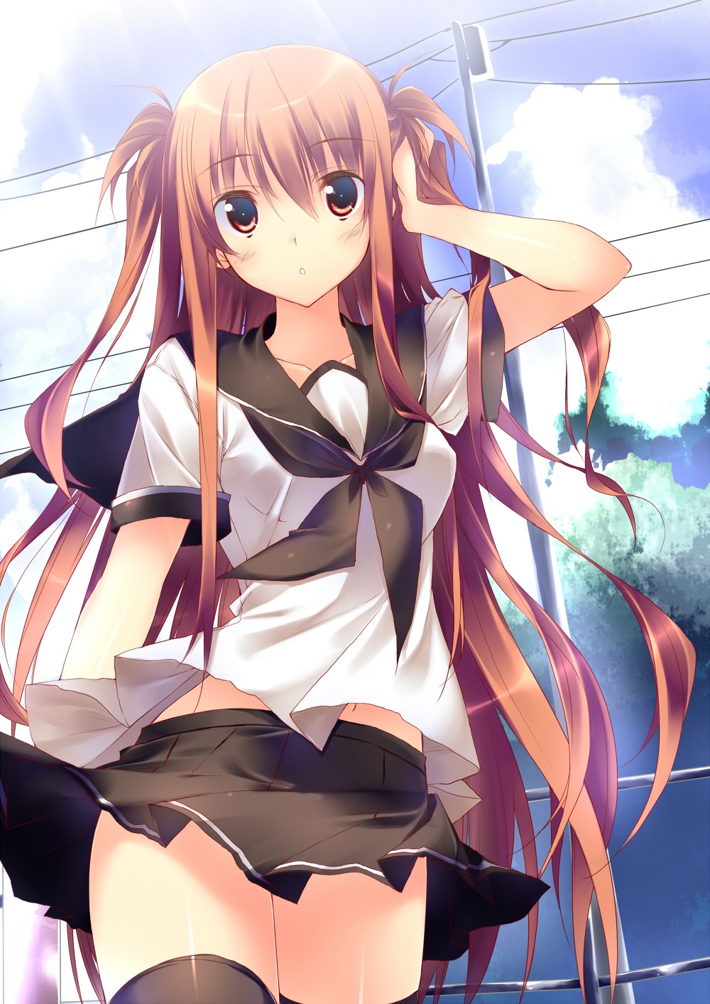 kuwashima_rein, seifuku, thighhighs, tororoin_niina