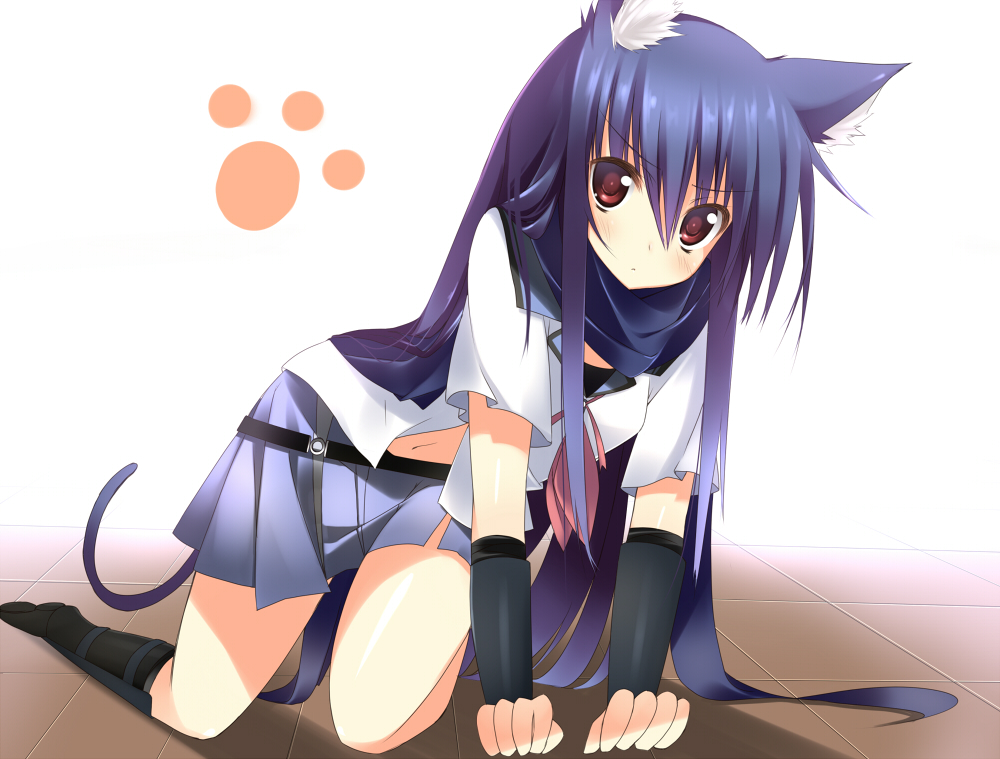 angel_beats!, animal_ears, kuwashima_rein, seifuku, shiina, tail