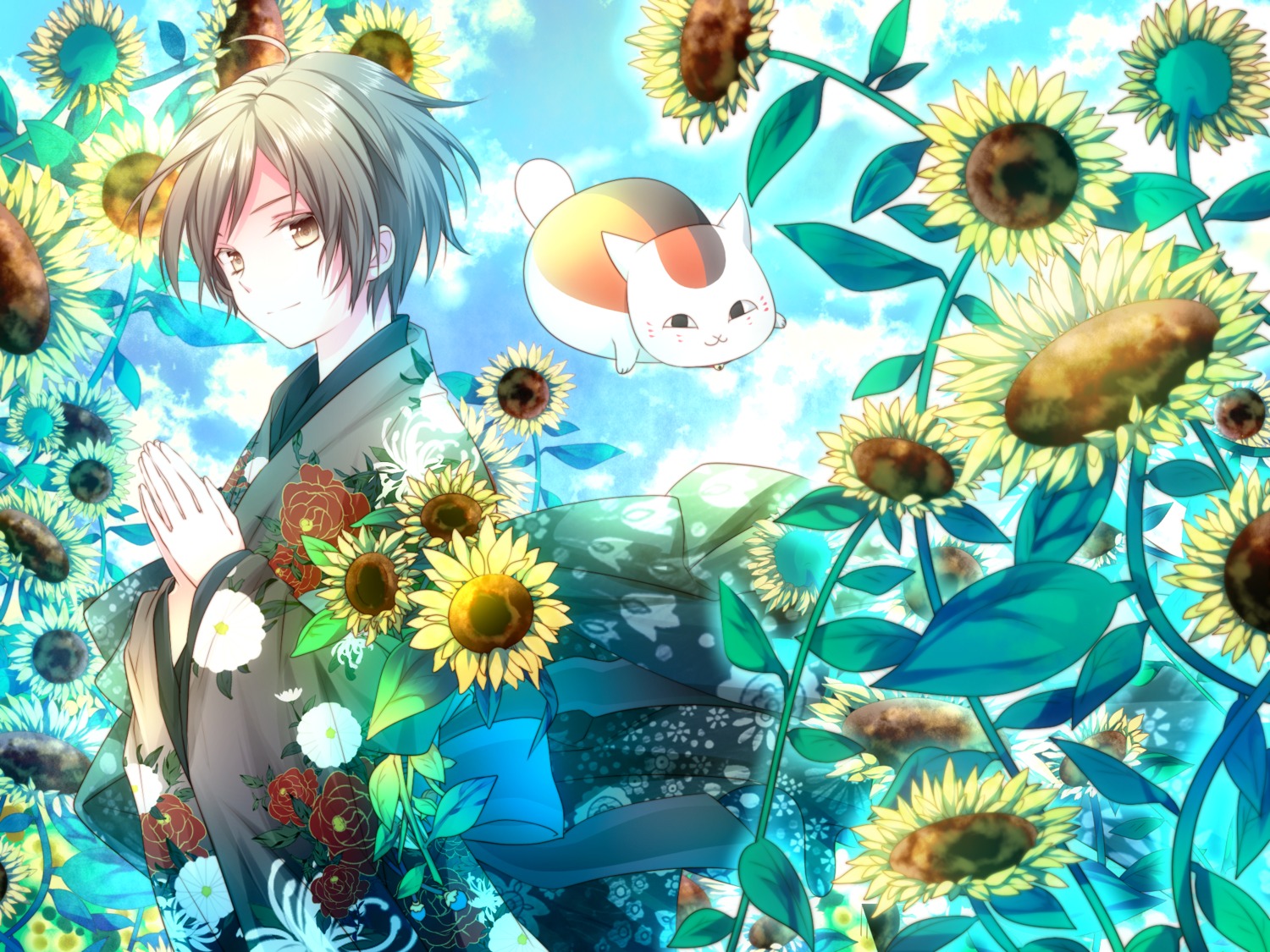 kimono, male, natsume_takashi, natsume_yuujinchou, neko, nyanko, riichu