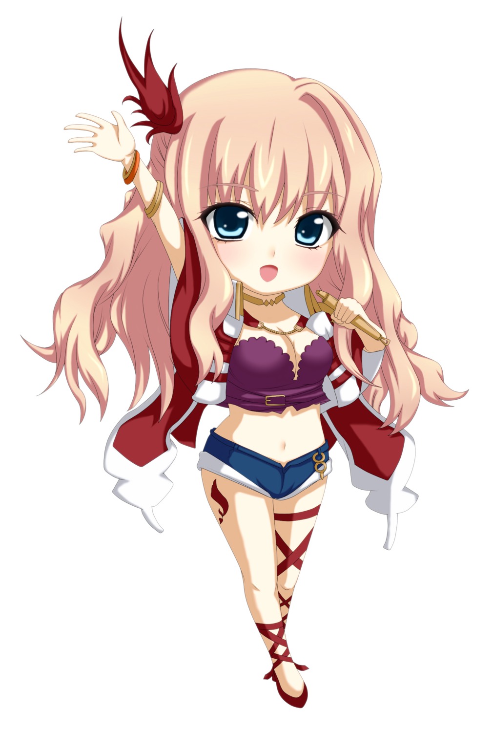 chibi, cleavage, kuena, macross, macross_frontier, sheryl_nome, tattoo