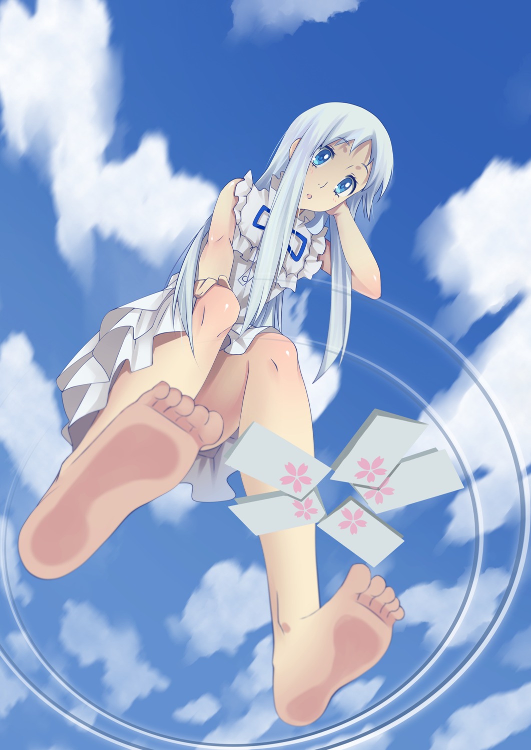 ano_hi_mita_hana_no_namae_wo_bokutachi_wa_mada_shiranai, dress, feet, honma_meiko, sougishi_ego