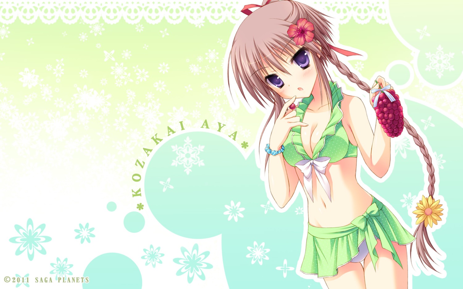 bikini, cleavage, hatsuyuki_sakura, kozakai_aya, saga_planets, swimsuits, toranosuke, wallpaper