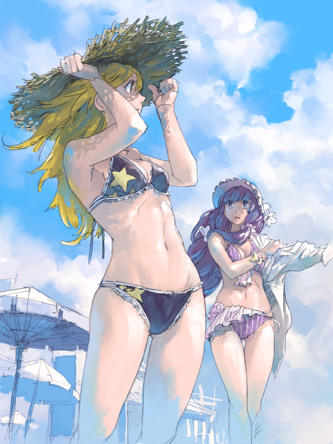 bikini, kirisame_marisa, patchouli_knowledge, risa_hibiki, swimsuits, touhou