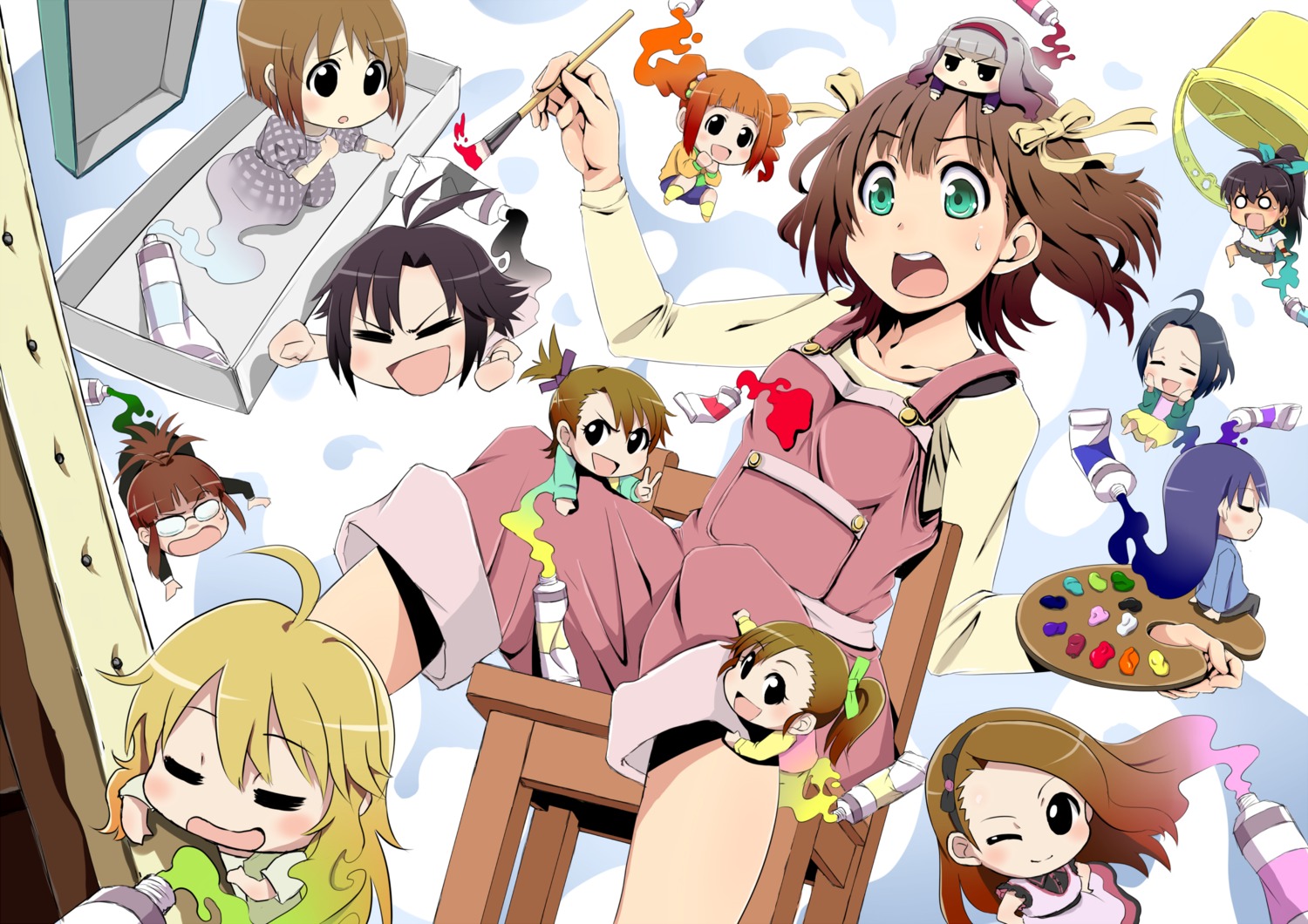 akizuki_ritsuko, amami_haruka, chibi, futami_ami, futami_mami, ganaha_hibiki, hagiwara_yukiho, hoshii_miki, kikuchi_makoto, kisaragi_chihaya, minase_iori, miura_azusa, shijou_takane, takatsuki_yayoi, the_idolm@ster, yooguru