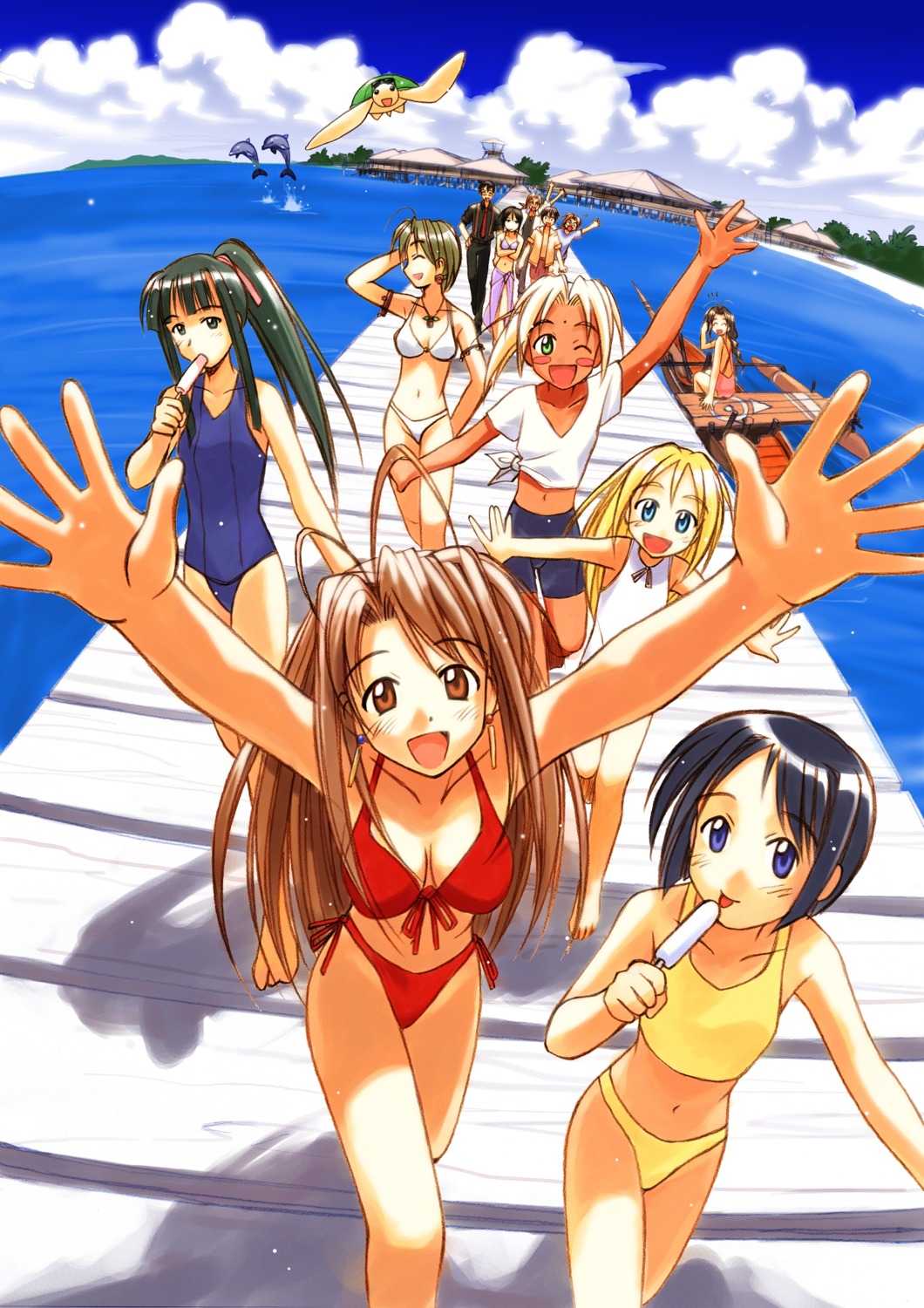 akamatsu_ken, aoyama_motoko, bikini, haitani_masayuki, kaolla_su, konno_mitsune, love_hina, maehara_shinobu