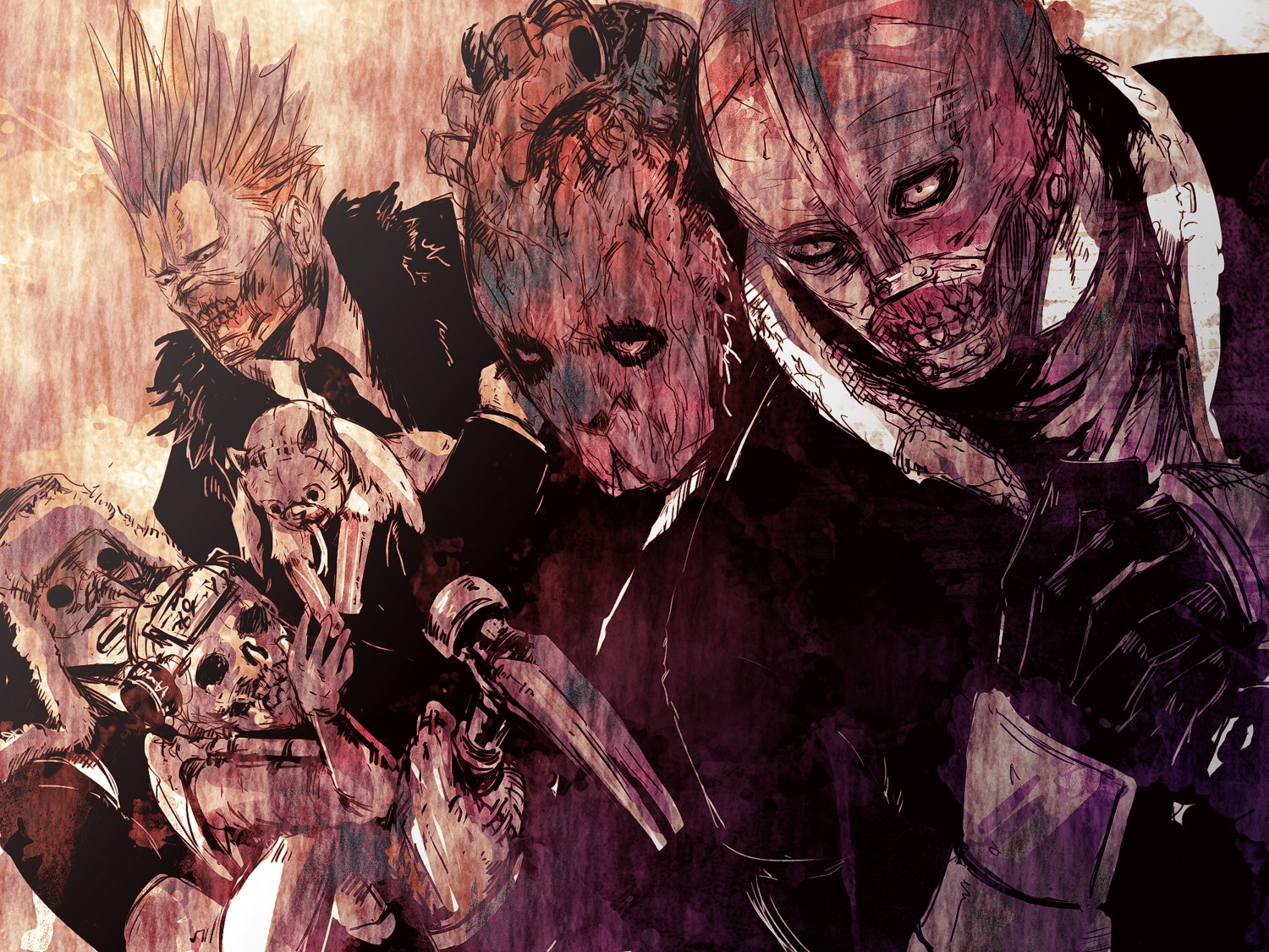 dorohedoro, iduhara, male, monochrome