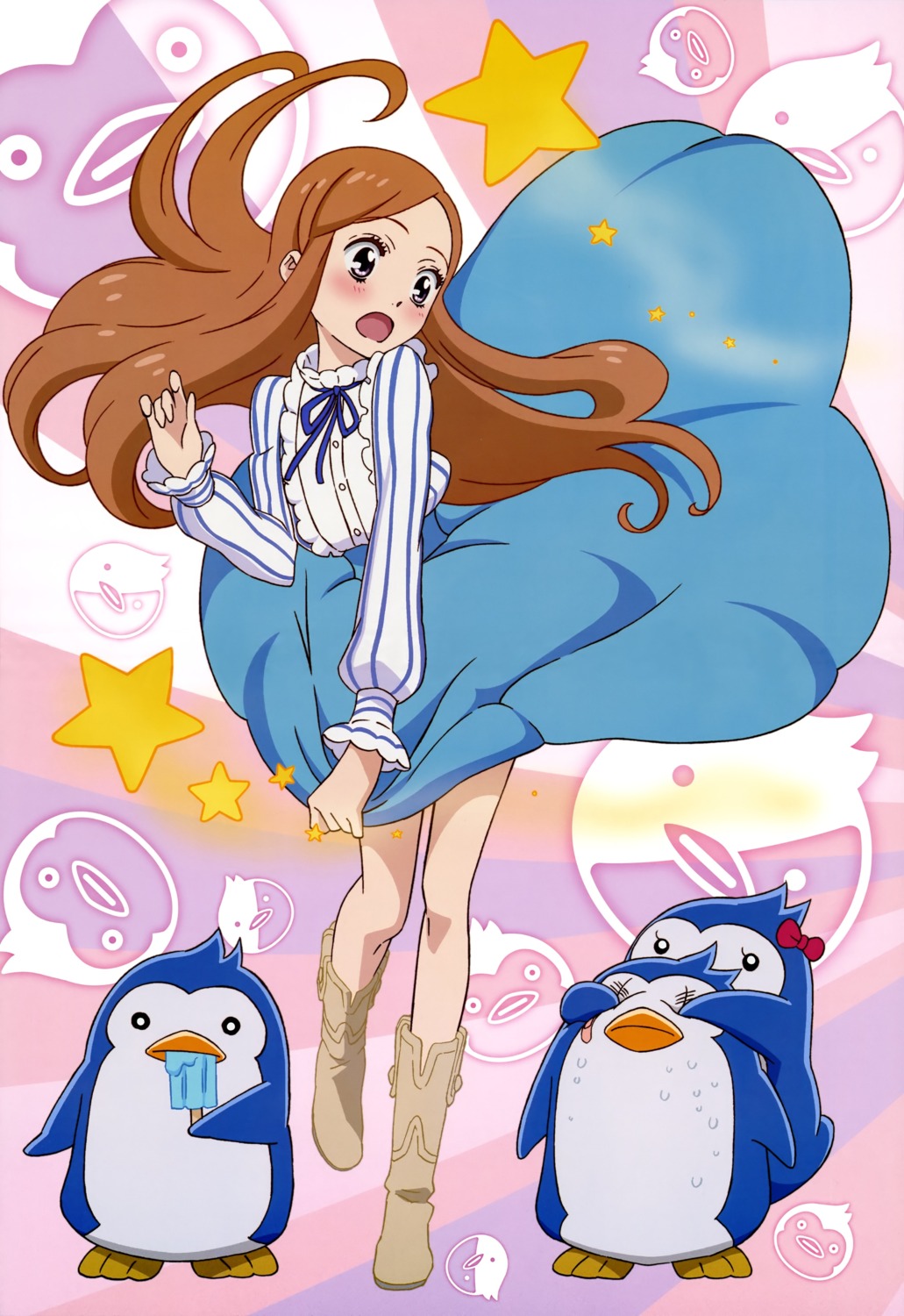 mawaru_penguindrum, penguin, skirt_lift, sonobe_aiko, takakura_himari