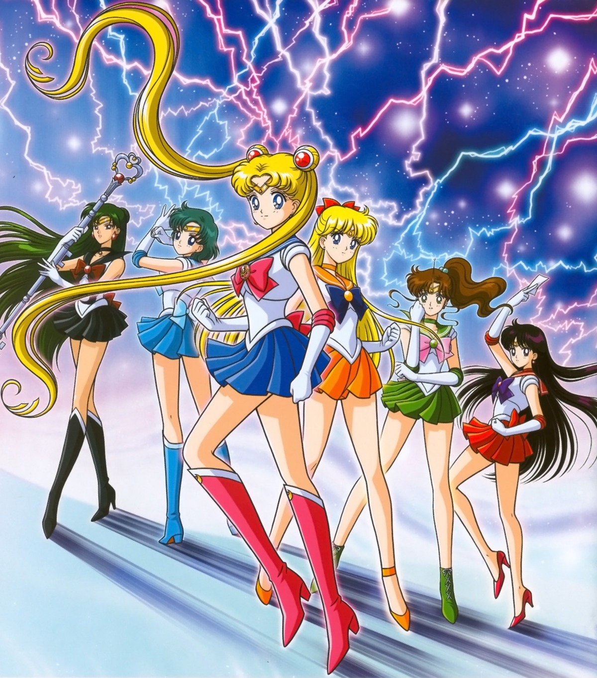 aino_minako, bishoujo_senshi_sailor_moon, heels, hino_rei, jpeg_artifacts, kino_makoto, meiou_setsuna, mizuno_ami