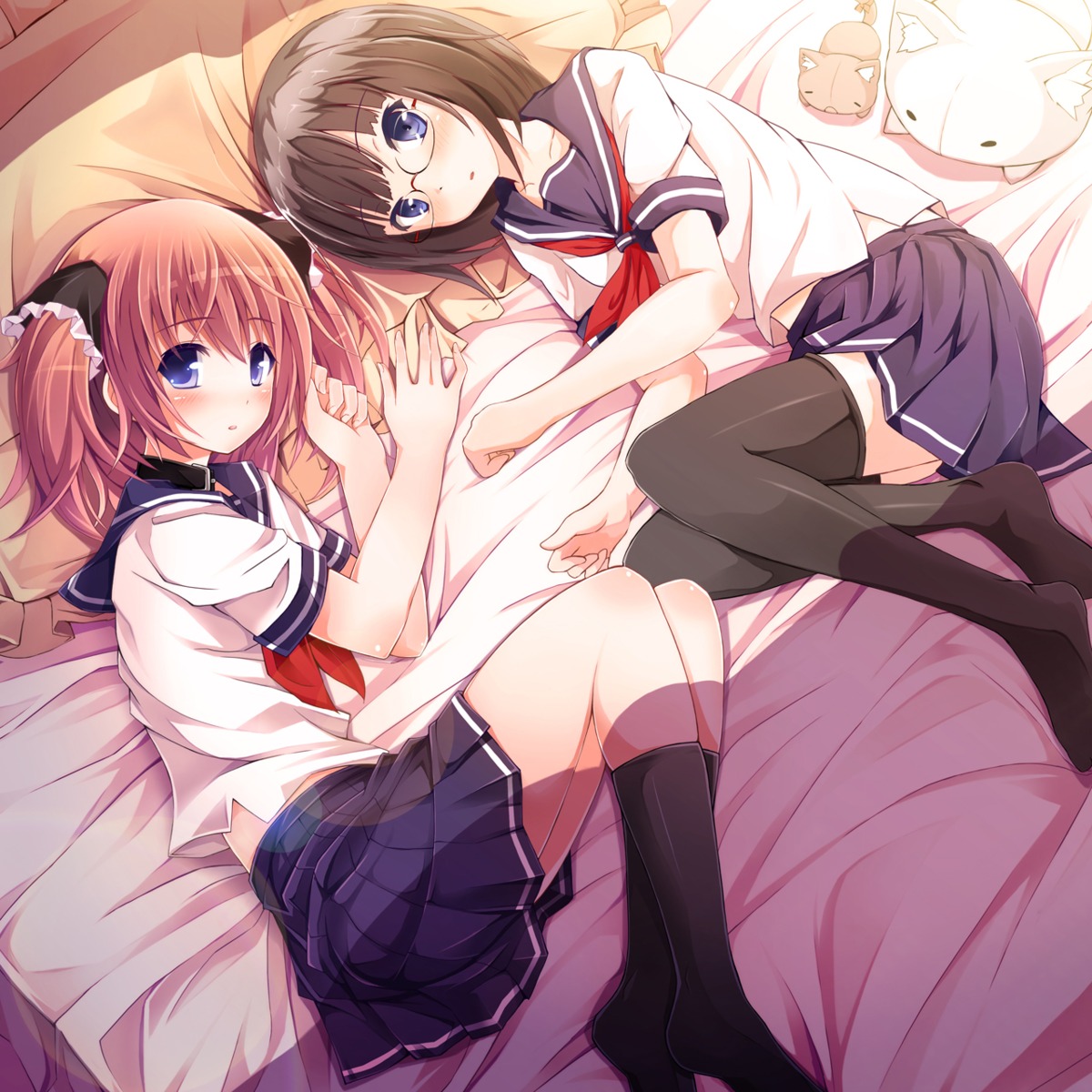 chiri_(atlanta), megane, neko, ok-ray, seifuku, thighhighs