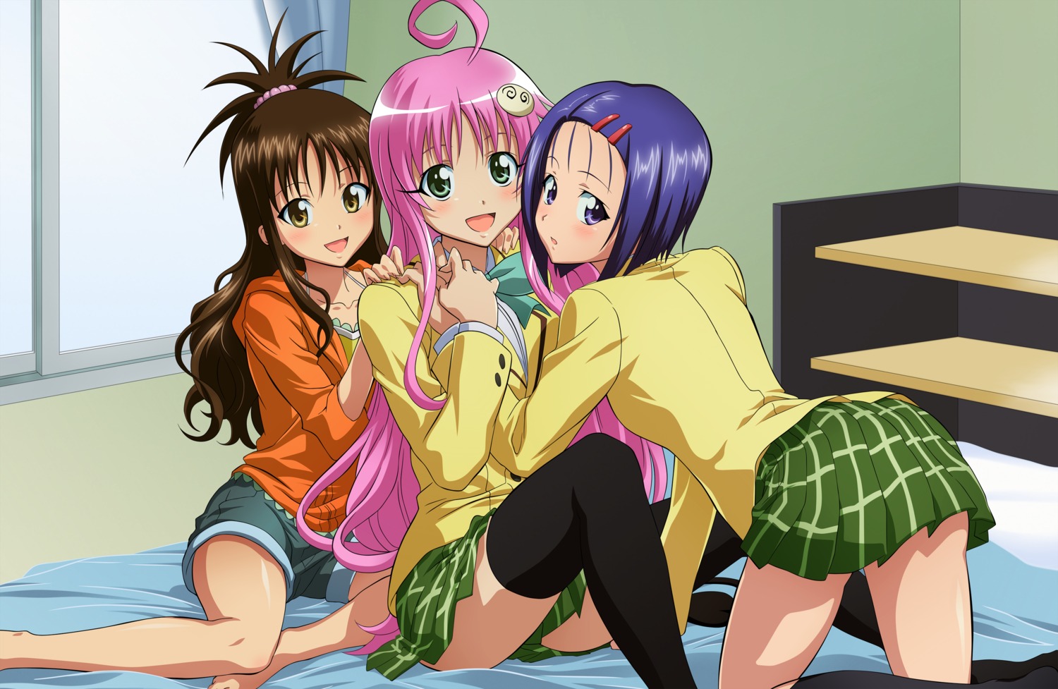 lala_satalin_deviluke, matsumura_takuya, sairenji_haruna, seifuku, to_love_ru, yuuki_mikan