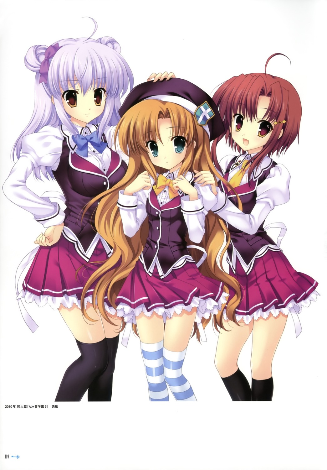 mihane_reika, mitha, nanagane_educational_institution, sanaekawa_ayako, seifuku, souma_ruri, thighhighs