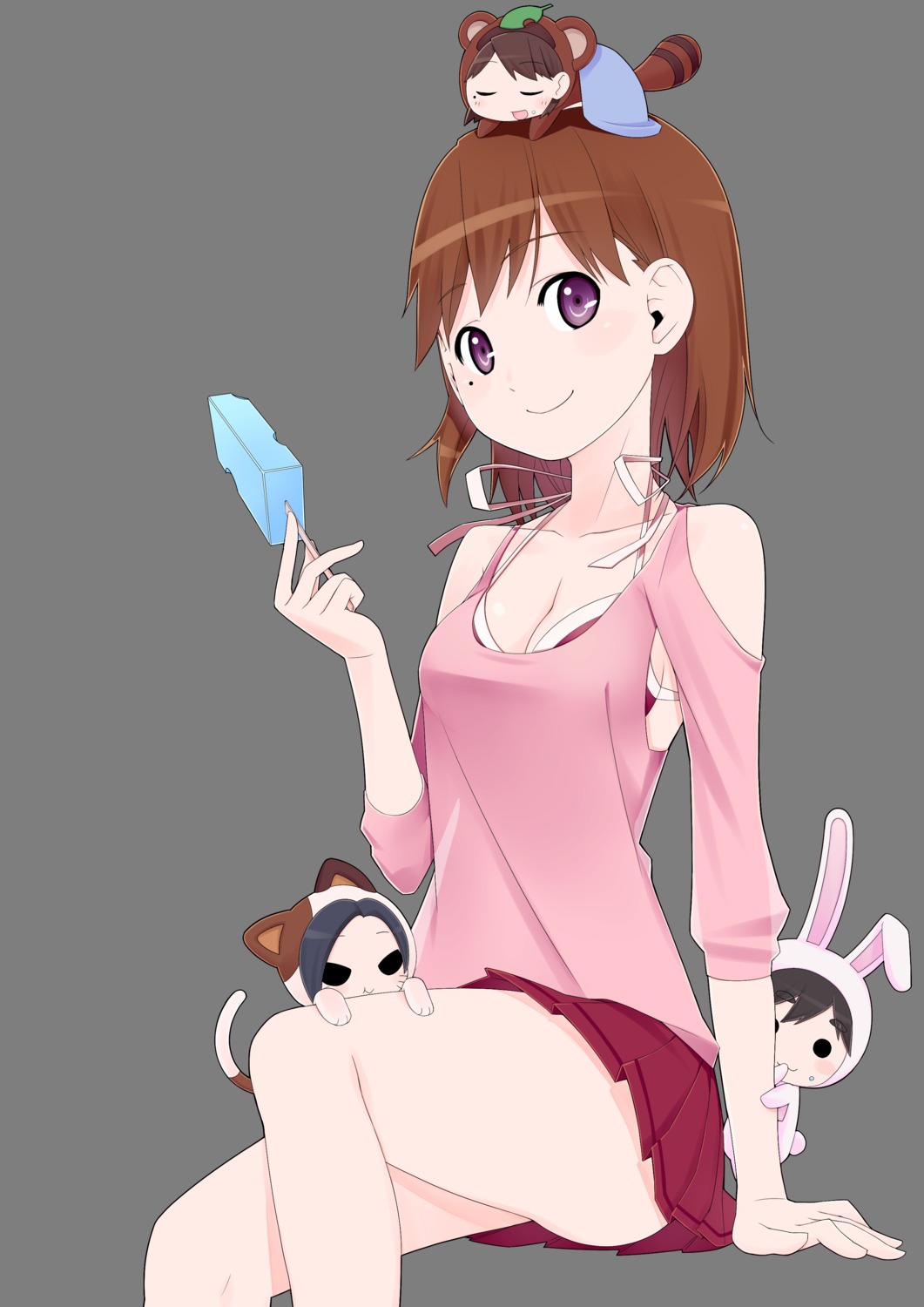 aliasing, anegasaki_nene, chibi, cleavage, love_plus, transparent_png, vector_trace