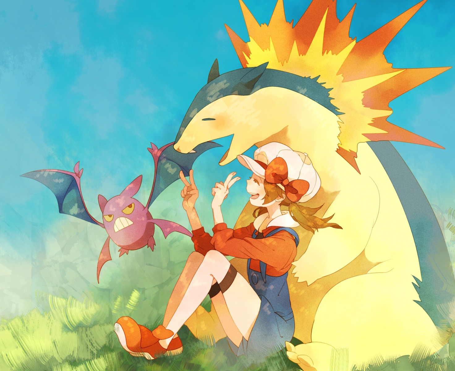 crobat, happa, kotone_(pokemon), pokemon, typhlosion