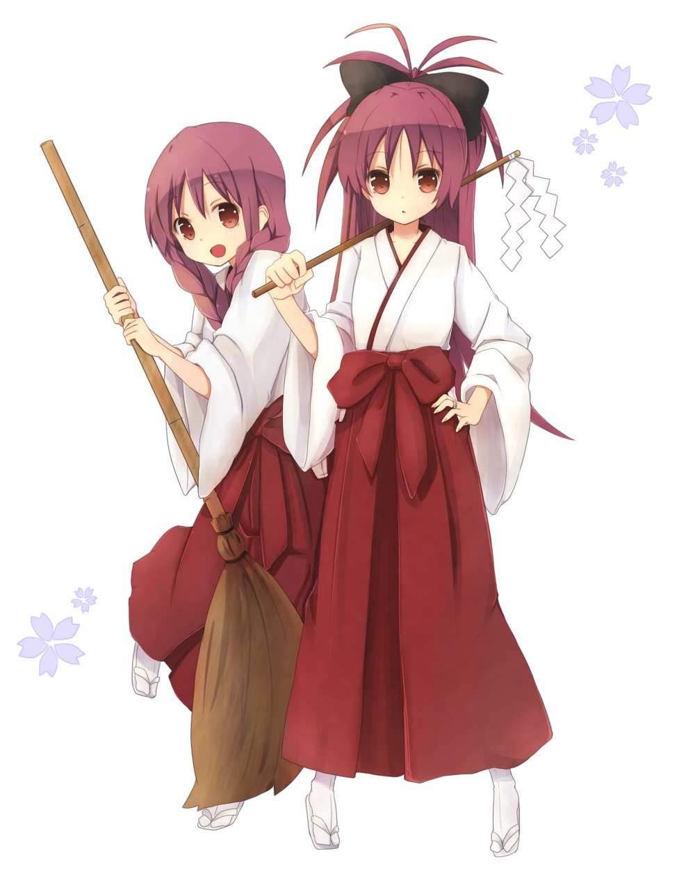 amano_(els573), mahou_shoujo_madoka_magica, miko, sakura_kyouko, sakura_momo