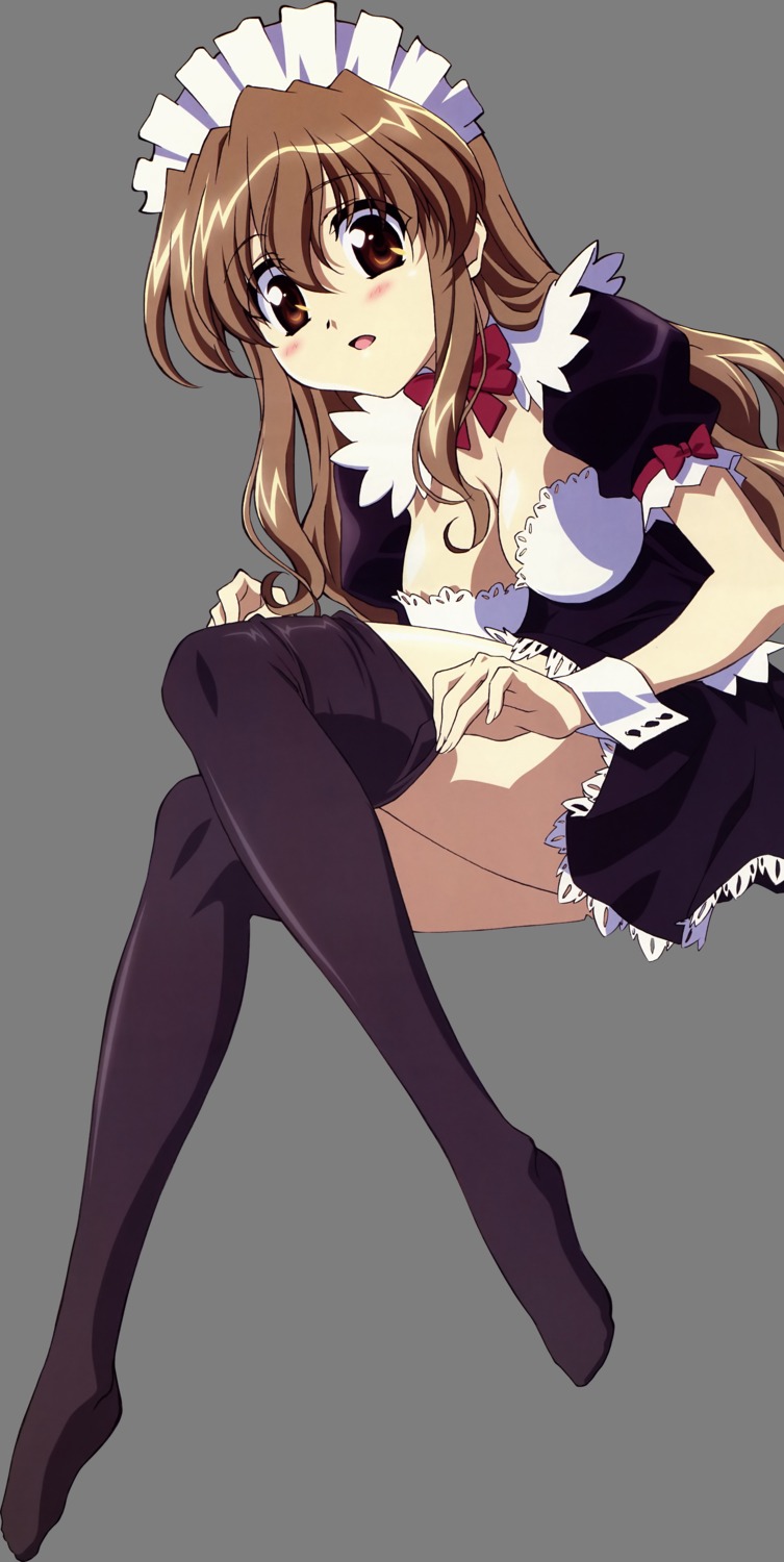 cleavage, hantani_maruko, maid, nogizaka_haruka, nogizaka_haruka_no_himitsu, thighhighs, transparent_png, undressing