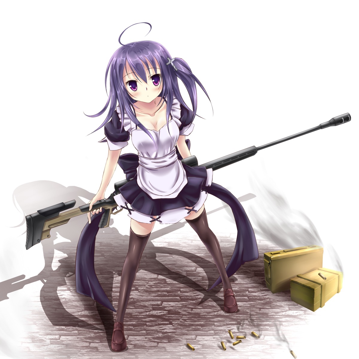 gun, maid, murasaki_shitsu, thighhighs