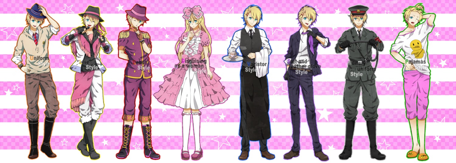 character_design, crossdress, dress, fujin, kurusu_shou, male, thighhighs, trap, uniform, uta_no_prince_sama