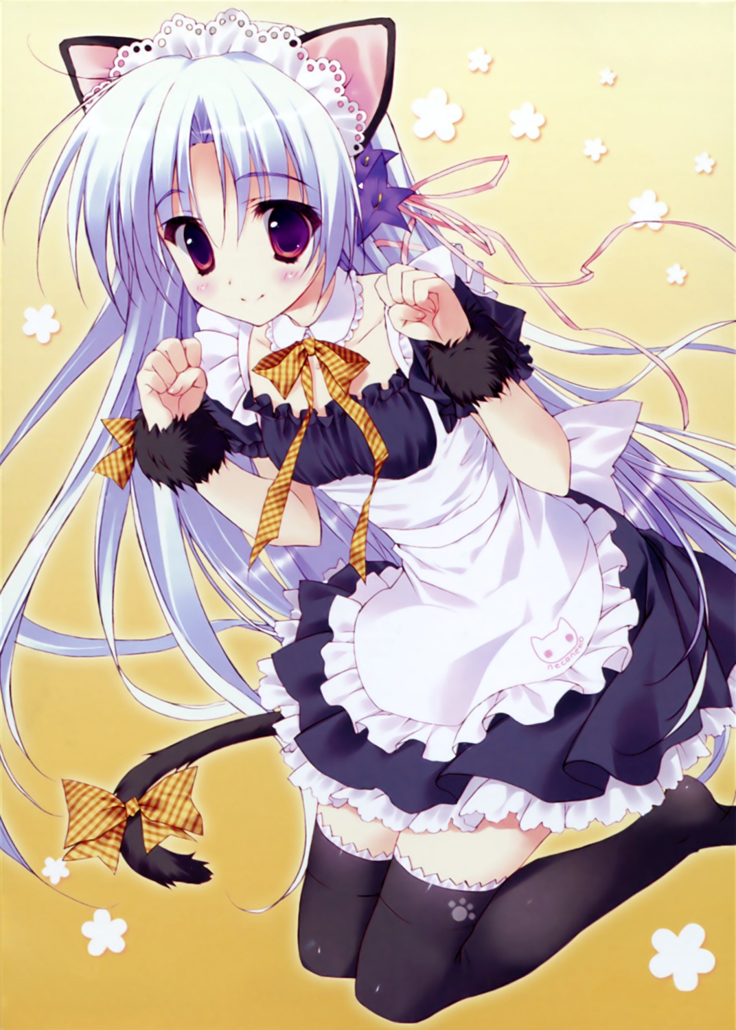 animal_ears, hana_x_hana, maid, nekomimi, ryohka, shinonome_hana, tail, thighhighs