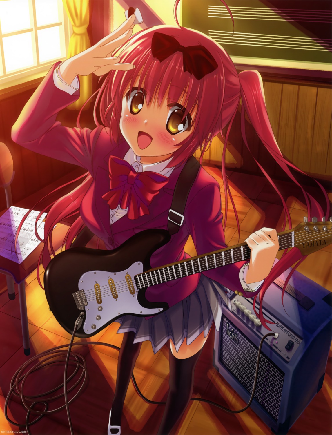 amakusa_tobari, guitar, k-books, seifuku, thighhighs