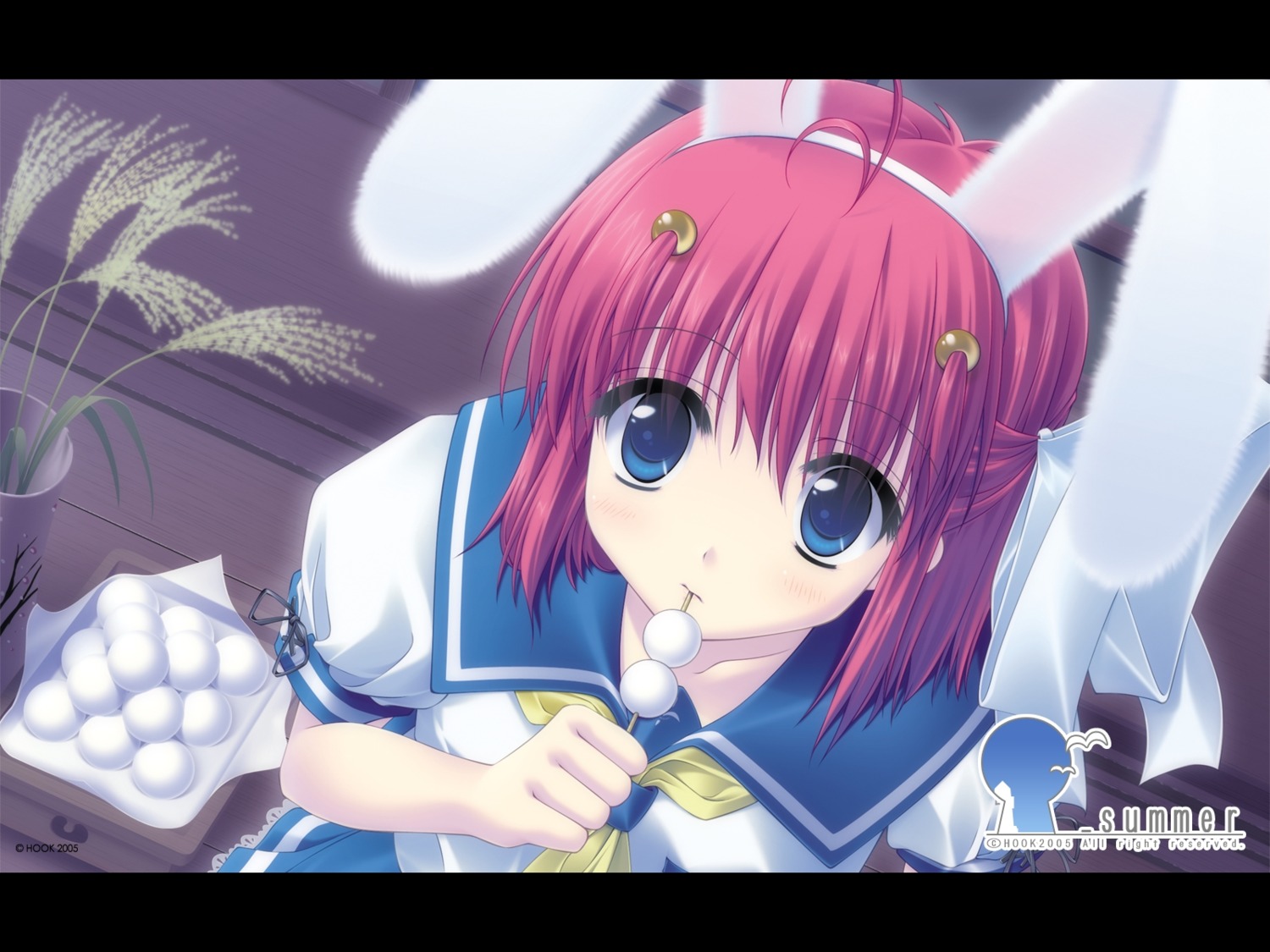 _summer, animal_ears, bunny_ears, hook, kaizu_sana, matsushita_makako, rakko_(maka-rakko), seifuku, wallpaper