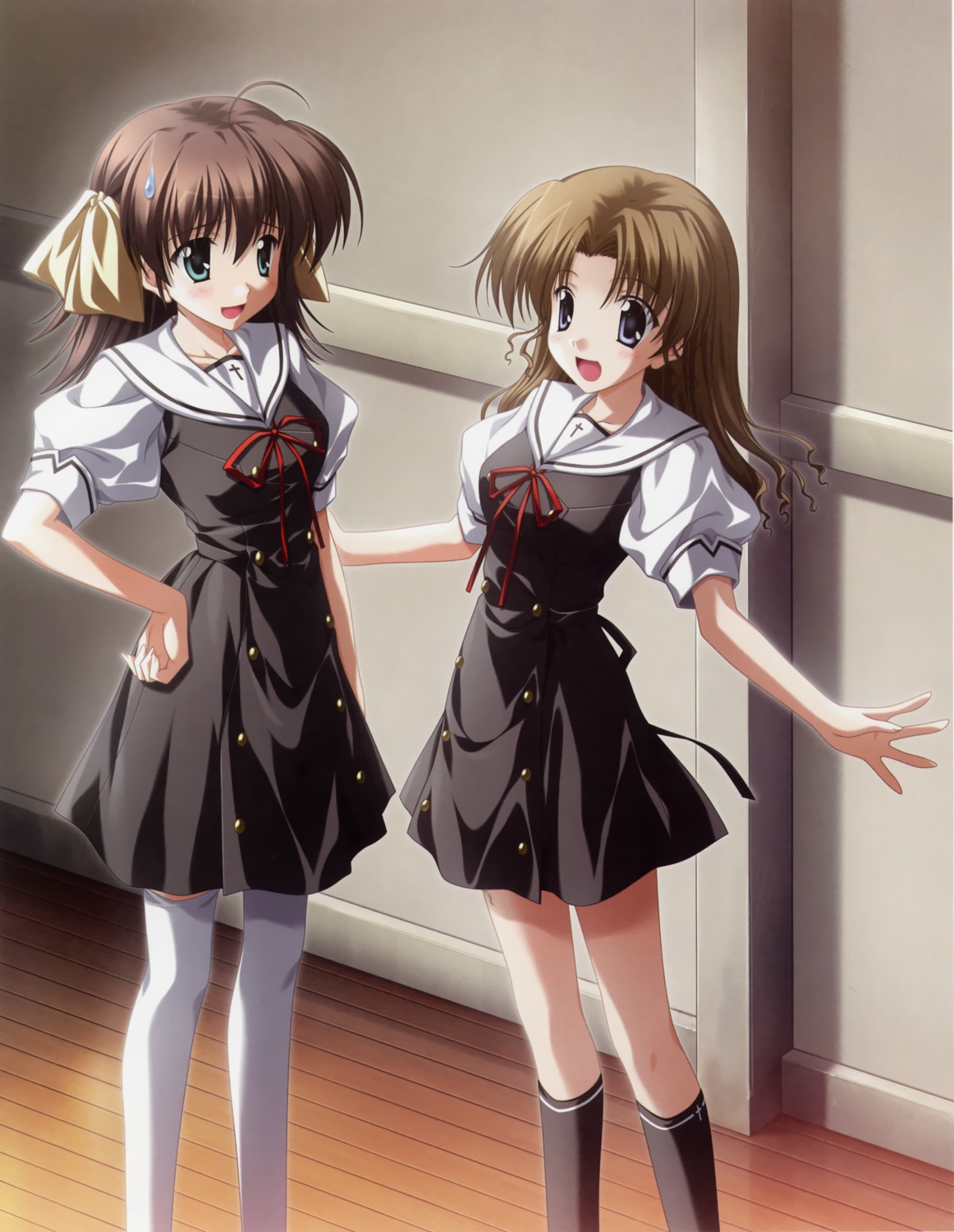 ef_~a_fairytale_of_the_two~, hayama_mizuki, miyamura_miyako, nanao_naru, seifuku, thighhighs