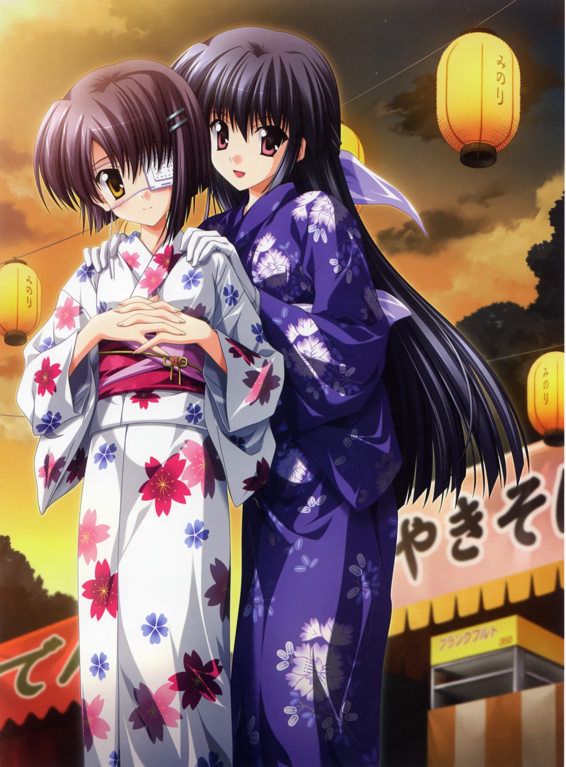 amamiya_yuuko, ef_~a_fairytale_of_the_two~, eyepatch, nanao_naru, shindou_chihiro, yukata