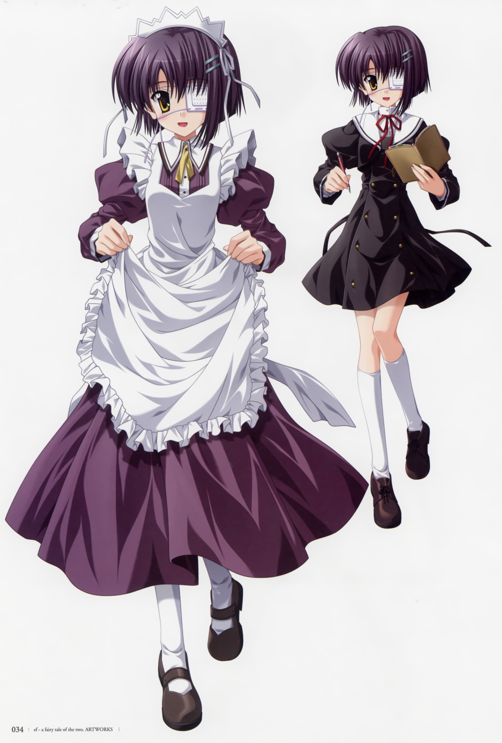 ef_~a_fairytale_of_the_two~, eyepatch, maid, nanao_naru, seifuku, shindou_chihiro