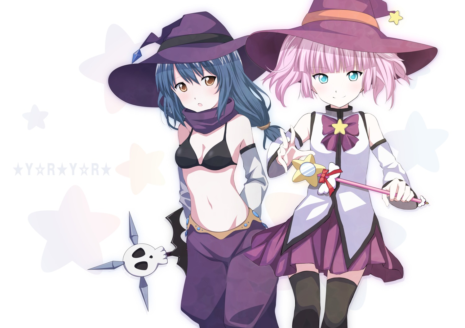 bikini_top, etafai, furutani_himawari, swimsuits, thighhighs, witch, yoshikawa_chinatsu, yuru_yuri
