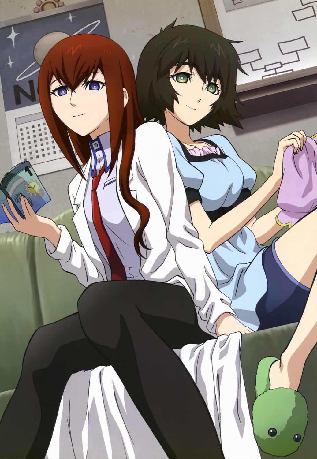 kawada_tsuyoshi, makise_kurisu, pantyhose, shiina_mayuri, steins;gate