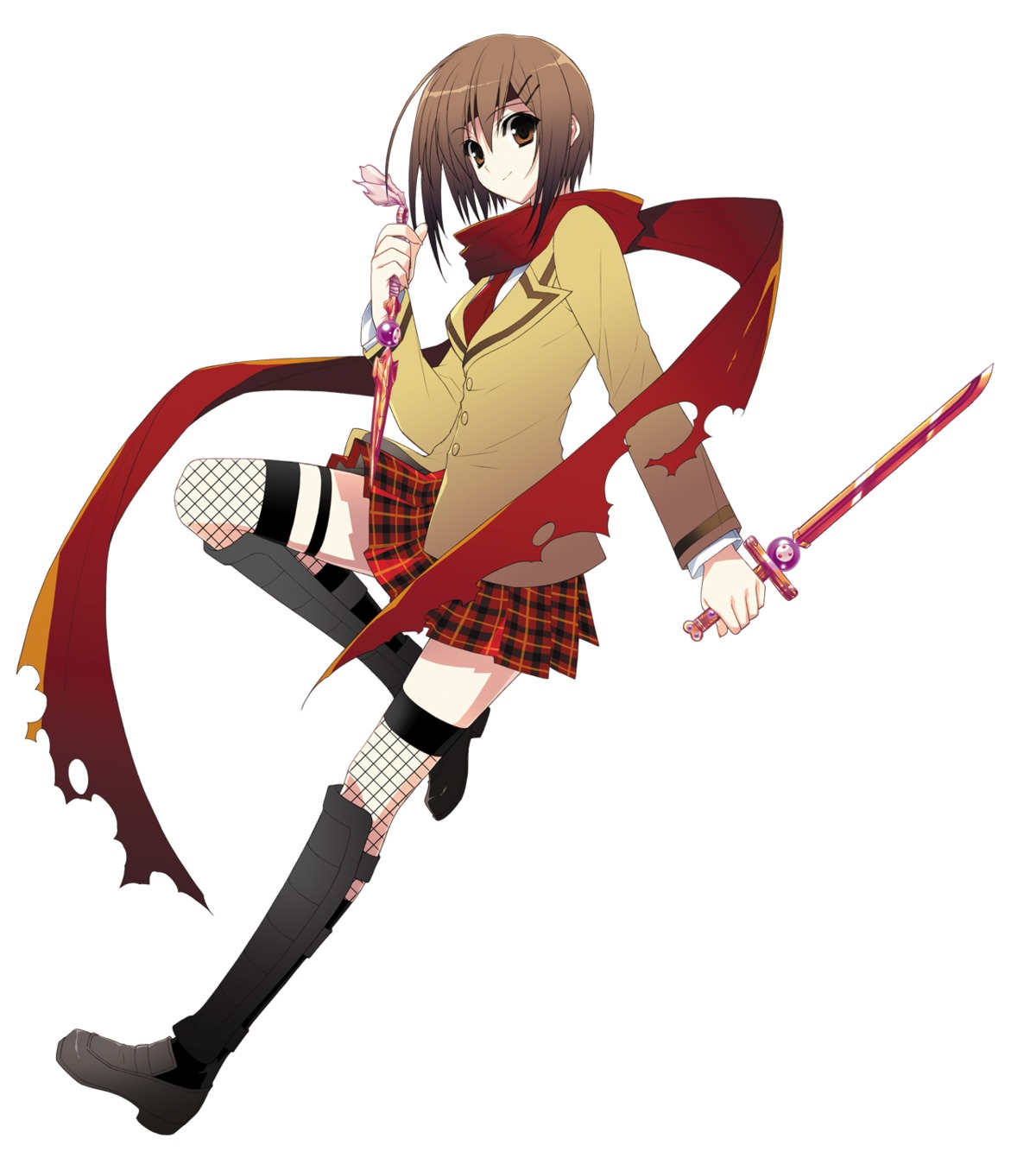 fishnets, fujibayashi_yuzuha, phantom_breaker, seifuku, suzuhira_hiro, thighhighs