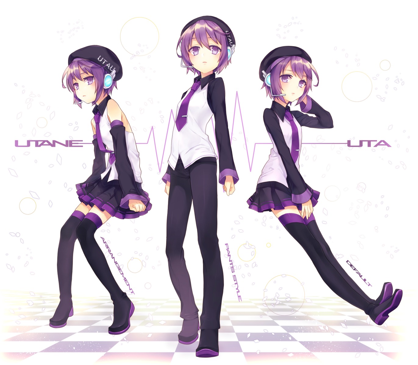 defoko, genderswap, headphones, renta, thighhighs, utau