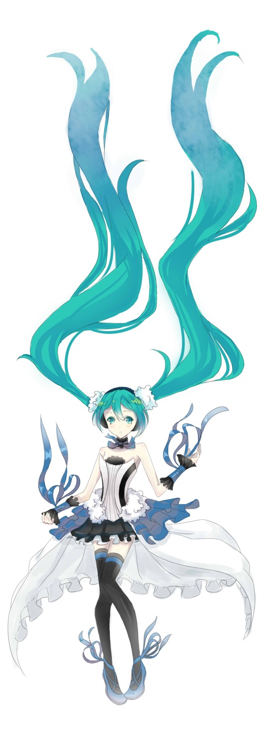 7th_dragon, 7th_dragon_2020, dress, hatsune_miku, humanlynn, thighhighs, vocaloid
