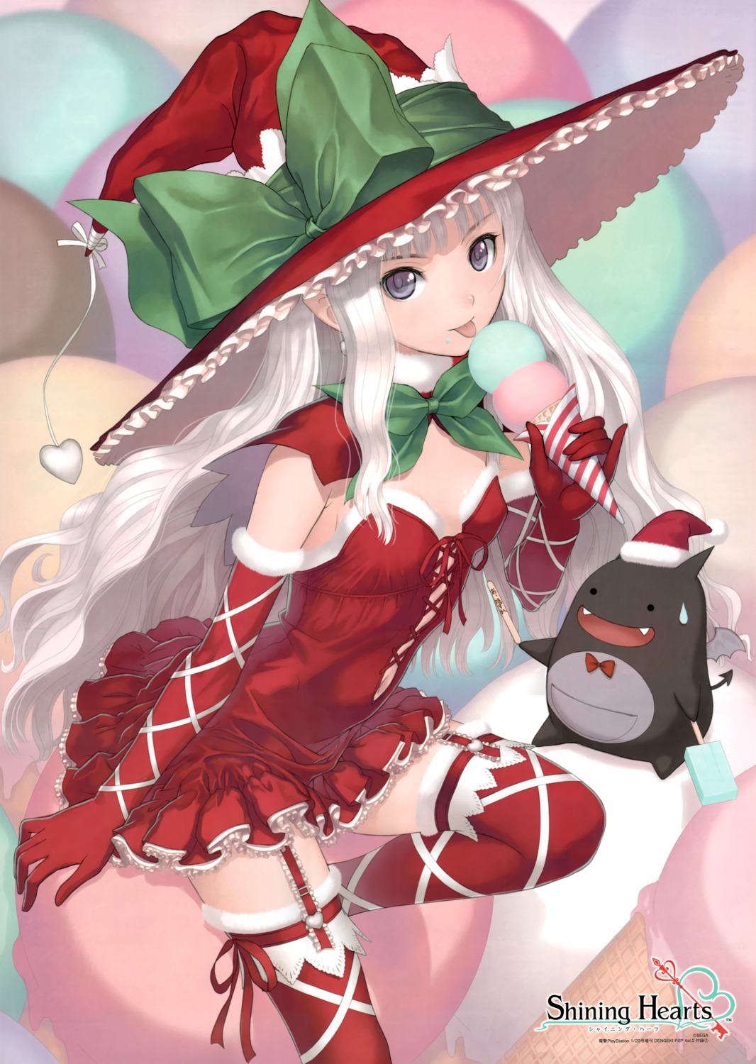 christmas, devil, dress, elf, fixed, lolita_fashion, melty_de_granite, no_bra, pointy_ears, sega, shining_hearts, shining_world, sorbe, stockings, thighhighs, tony_taka, witch