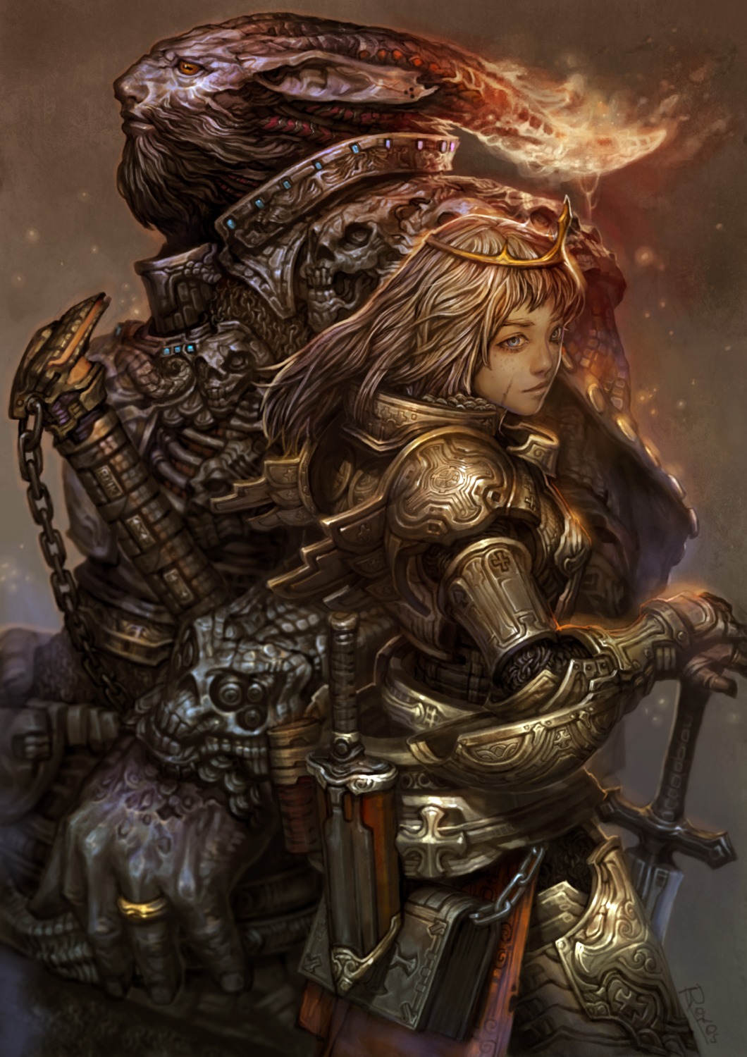 armor, horns, keun_ju_kim, sword