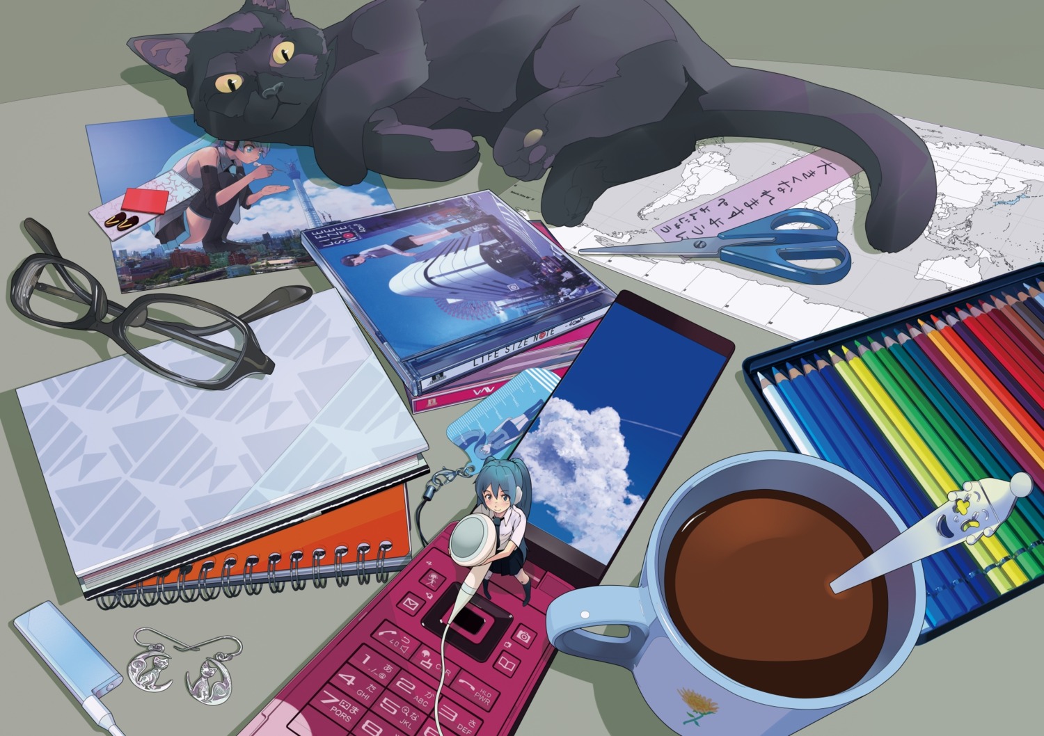 guitar_(artist), hatsune_miku, megane, neko, vocaloid