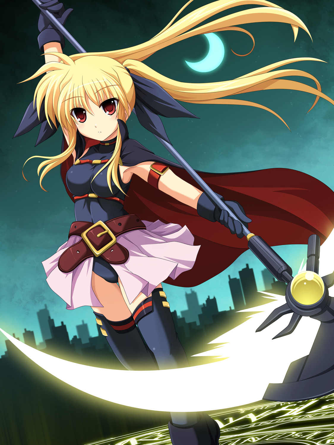 cross, fate_testarossa, mahou_shoujo_lyrical_nanoha, mahou_shoujo_lyrical_nanoha_a's, thighhighs