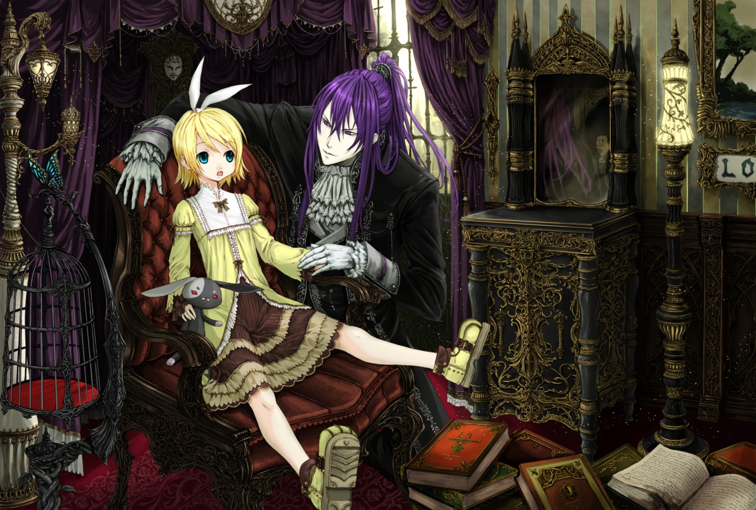 dress, kagamine_rin, kamui_gakupo, koutenbelg_no_youhei, lolita_fashion, vocaloid