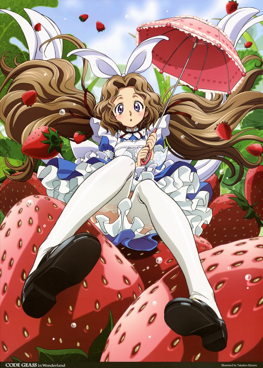 alice, alice_in_wonderland, code_geass, kimura_takahiro, nunnally_in_wonderland, nunnally_lamperouge, thighhighs, umbrella