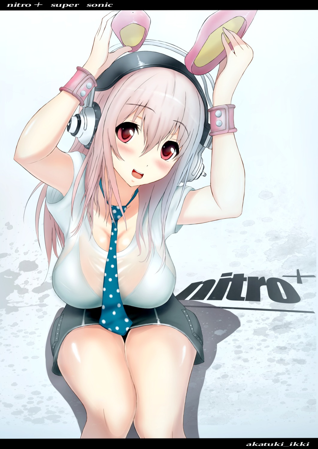 akatsuki_ikki, bikini_top, headphones, see_through, sonico, super_sonico, swimsuits