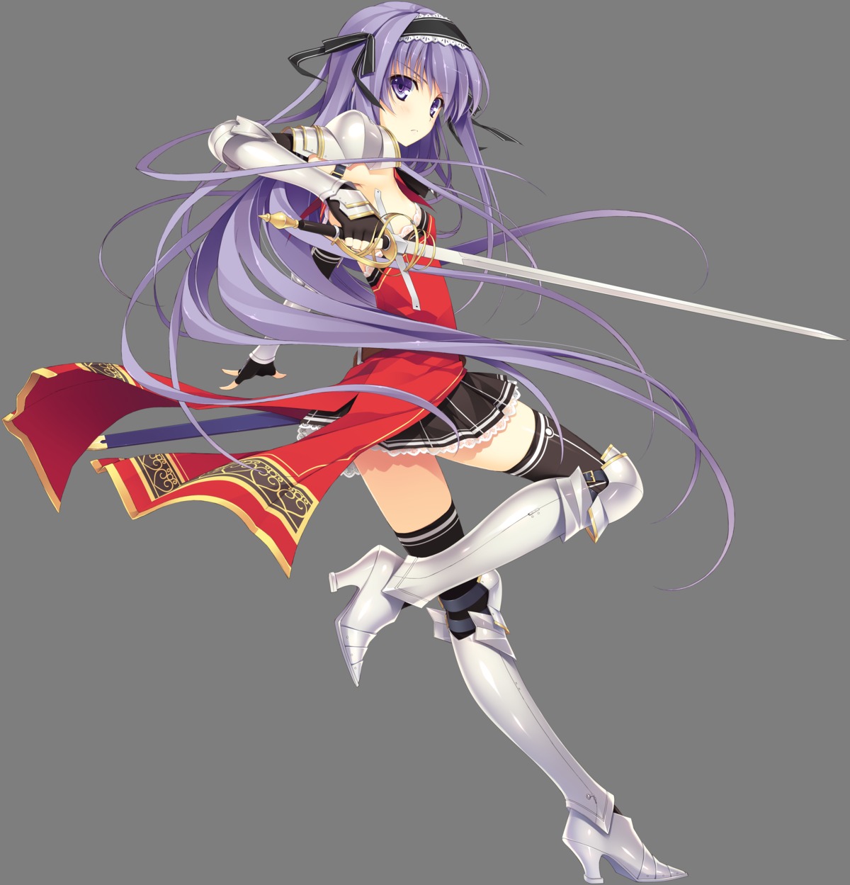 armor, effordom_soft, fujimori_yuu, koikishi_purely_kiss, sword, thighhighs, transparent_png, uniform, yuuki_hagure