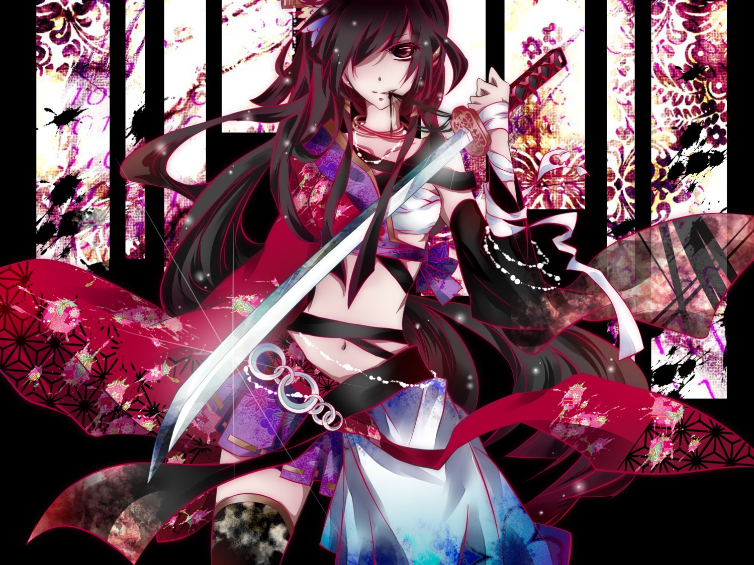 mizki, sword, thighhighs, tyouya, vocaloid
