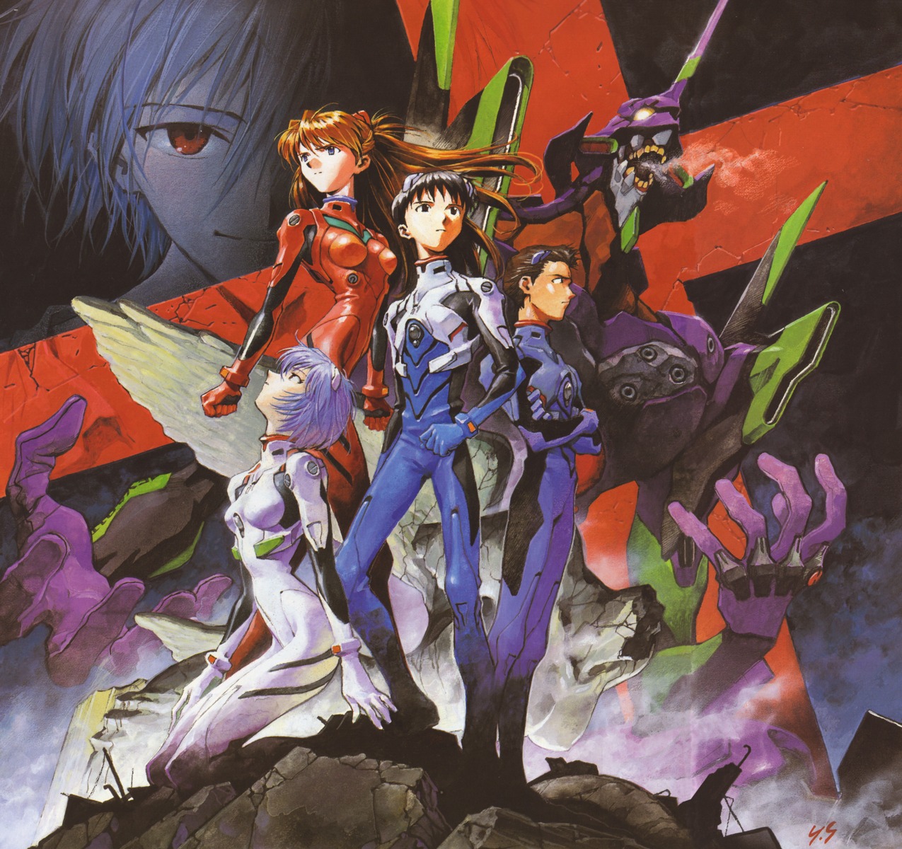 ayanami_rei, bodysuit, eva_01, ikari_shinji, nagisa_kaworu, neon_genesis_evangelion, sadamoto_yoshiyuki, souryuu_asuka_langley