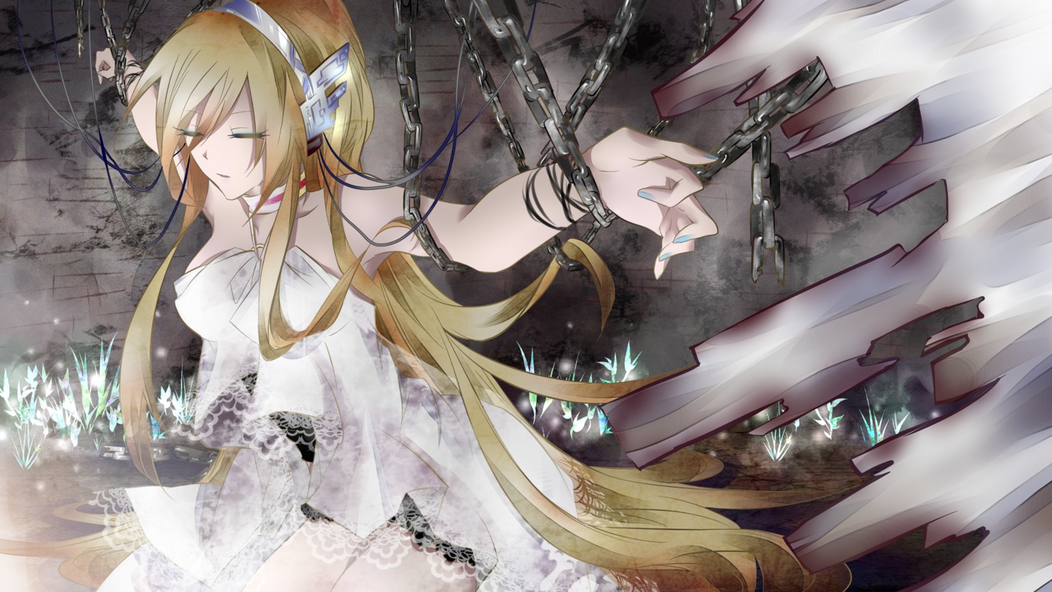 dress, headphones, lily_(vocaloid), tyouya, vocaloid