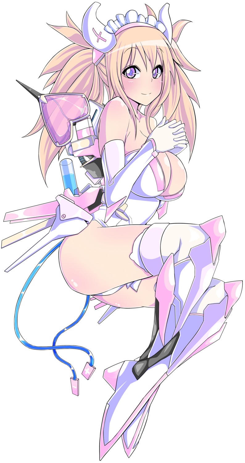 bodysuit, cleavage, mecha_musume, nikuman_umeew, thighhighs