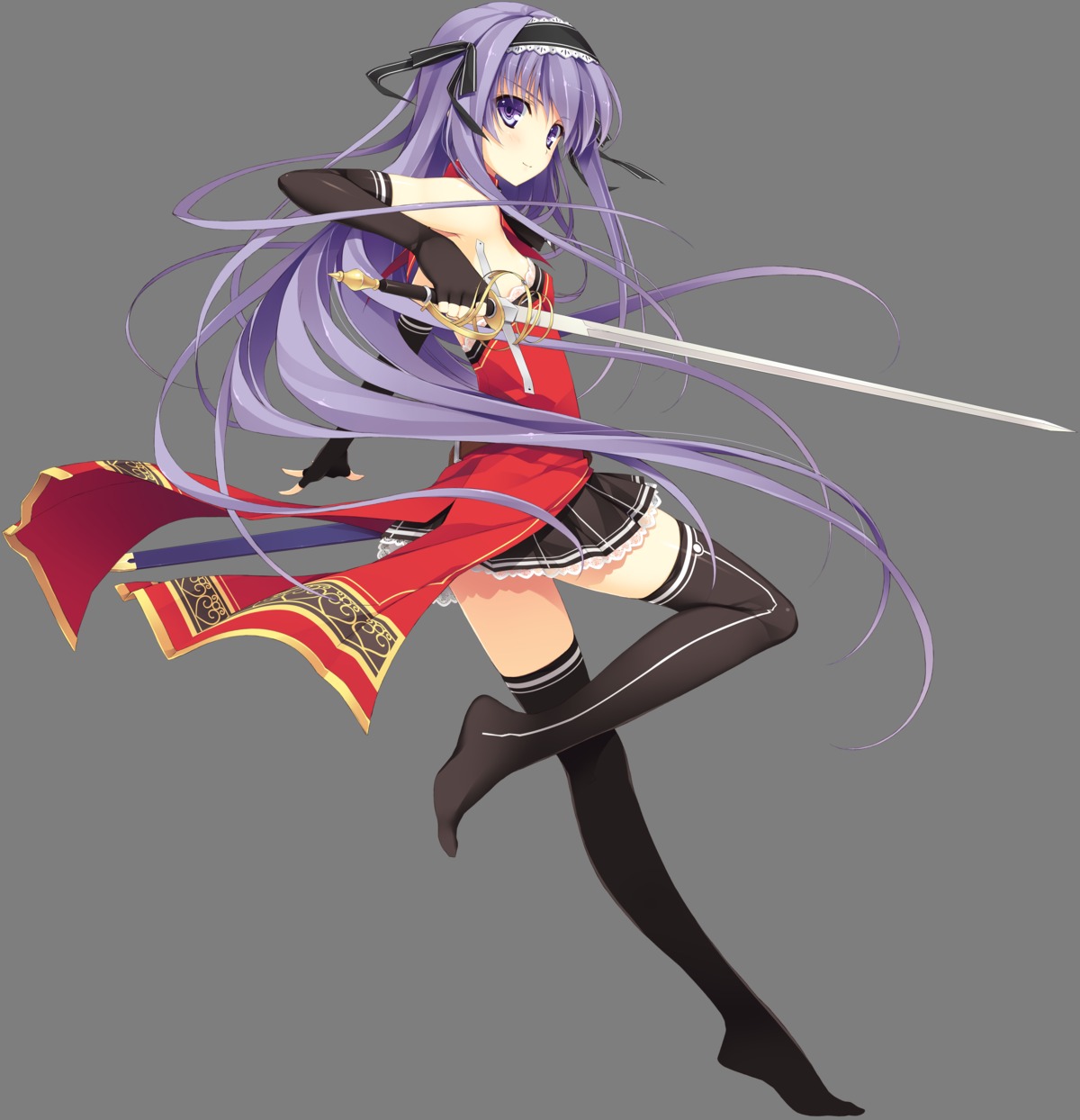 effordom_soft, fujimori_yuu, koikishi_purely_kiss, sword, thighhighs, transparent_png, uniform, yuuki_hagure