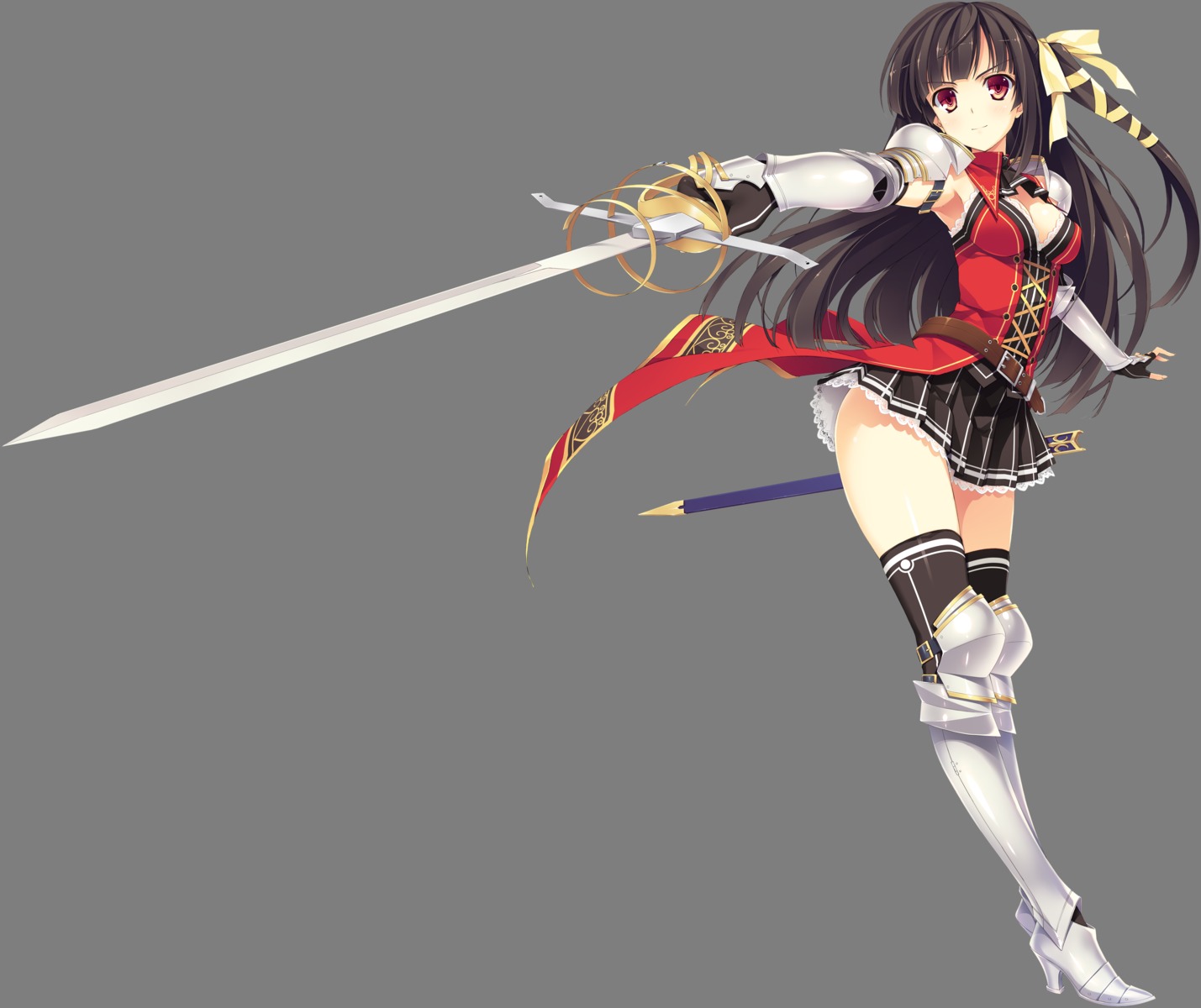 armor, effordom_soft, koikishi_purely_kiss, shidou_mana, sword, thighhighs, transparent_png, uniform, yuuki_hagure