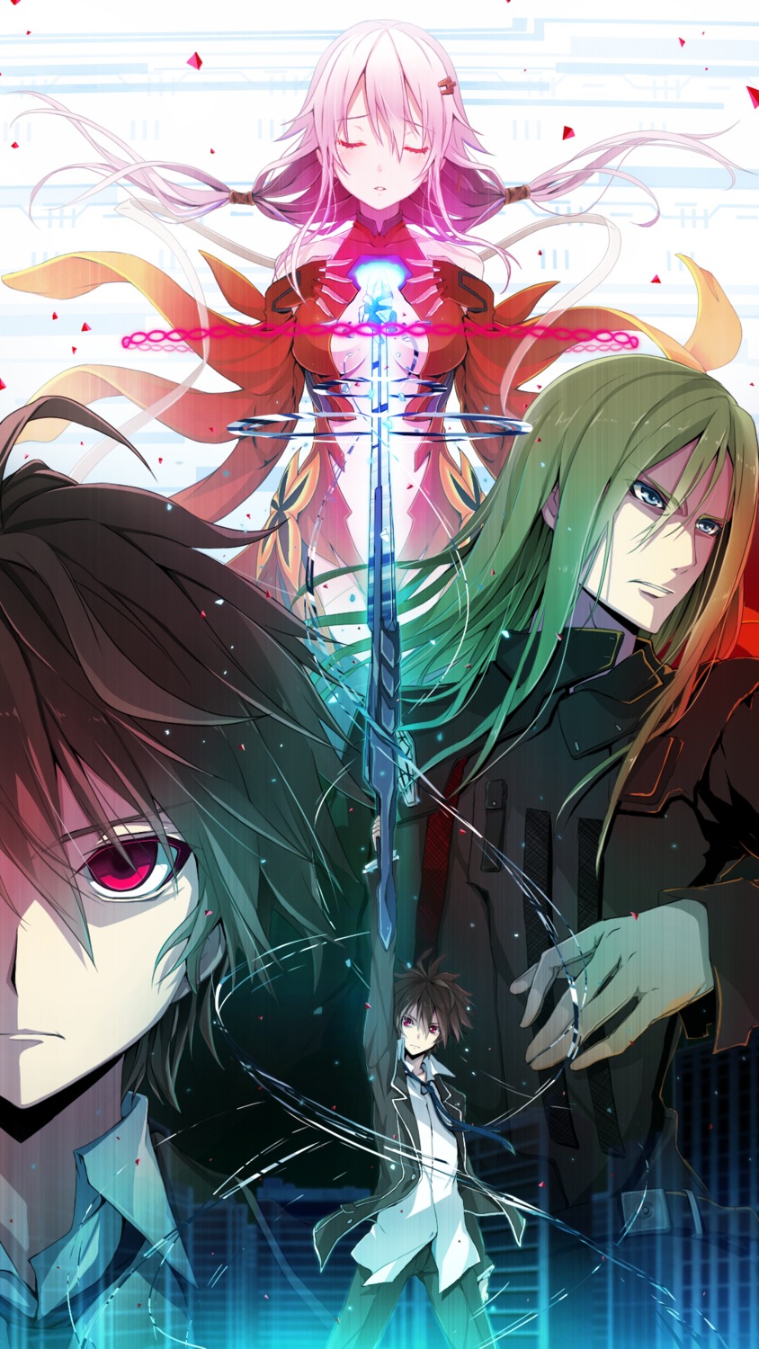 guilty_crown, ouma_shuu, rokunasi_hitonasi, sword, tsutsugami_gai, yuzuriha_inori