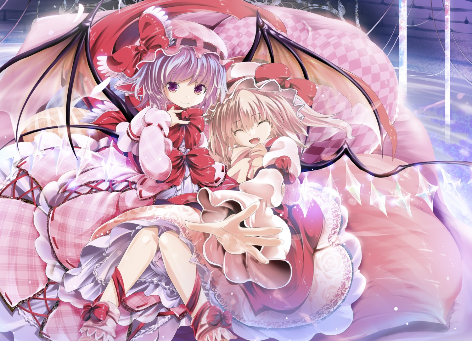 flandre_scarlet, remilia_scarlet, touhou, wings, yakumo_shibata